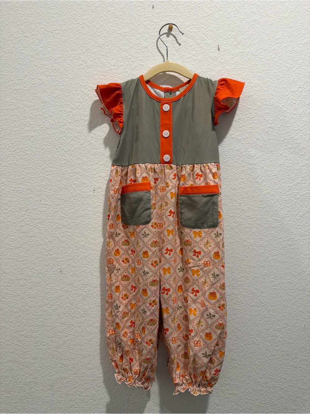 Southern Darlin Smocks Fall pumpkin harvest floral autumn romper toddler kids